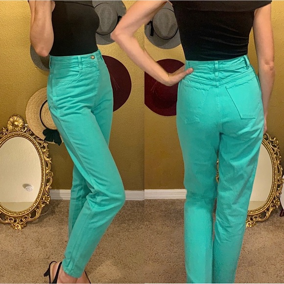 Vintage 80s 90s - retro tight high-waist tapered jeans - Picture 2 of 7